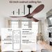 52 Inch Ceiling Fan without Lights, Walnut Finish | Outdoor Ceiling Fan with Remote, 6-Speed Adjustable Reversible DC Motor for Patio & Living Room