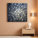 Large Thick Abstract Dark Silver Add Golden Square Wall Art Hand Painted Artwork Textured Oil Painting on Canvas Framed Ready to Hang 60X30Inch