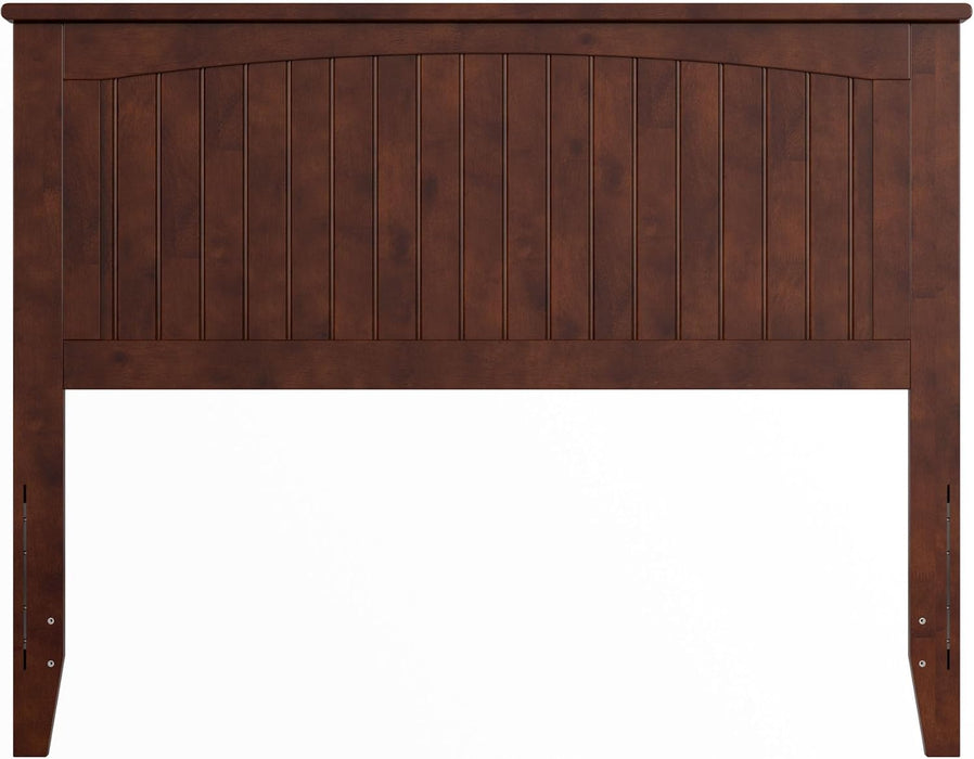 , Nantucket Full Solid Wood Panel Headboard with Attachable Charger, Walnut