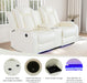 Living Room Set Leather Sofa Power Recliner Living Room Furniture Set Power Manual Loveseat with Cup Holders/Storage Console/Led Light for Living Room/Apartment(Creamy White, Loveseat)