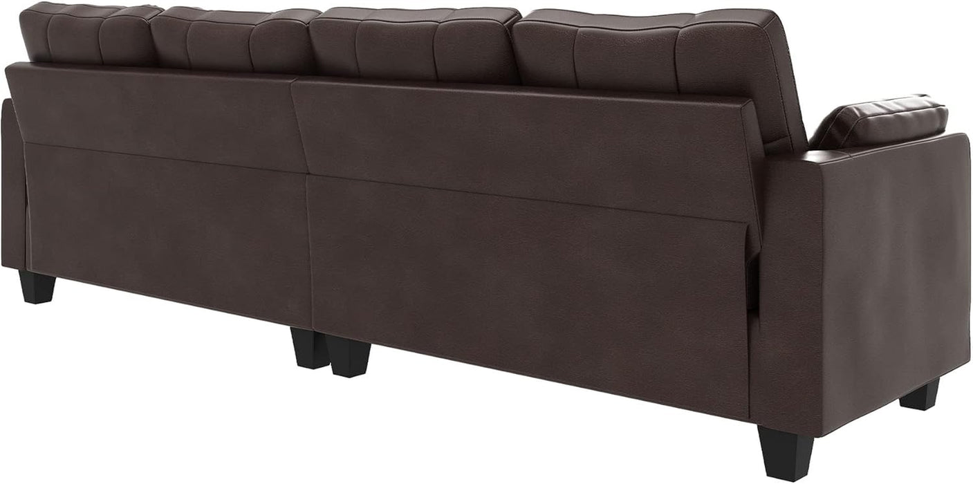 Faux Leather Sectional Sofa Couch Reversible L Shaped Couch Sofa 4 Seat Sofa Sectional Couch for Small Apartment