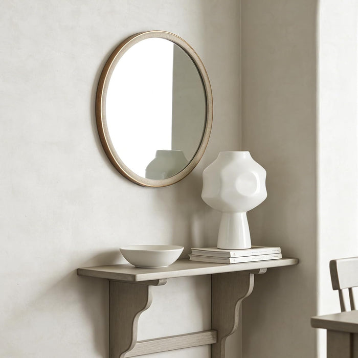 round Mirror 28 Inch,Linen-Texture Circle Wall Mirror for Bathroom, Bedroom, Entryway, Living Room