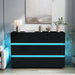 7 Drawer Dresser with LED Lights, Modern Black Dresser for Bedroom