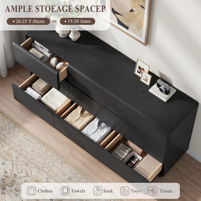 Black 9 Drawer Dresser for Bedroom, 63" Wide Chest of Drawers