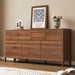 Walnut 10 Drawer Dresser for Bedroom, 63" W Modern Wood Dresser