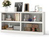 White Bookshelf Double Wide 64“ 2-Tier Bookcase 4 Cube Storage Organizer Wooden Bookcases for Bedroom and Home Office Decor Display