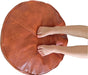 Faux Leather Pouf Cover,Unstuffed Pouf Ottoman Round,Φ19.7X13.7 Mid-Century Moroccan Large Floor Storage Foot Rest Bean Bag for Living Room Bedroom,Brown