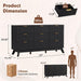 Fluted Dresser for Bedroom, 57" Wide Chest of 9 Drawers, Black