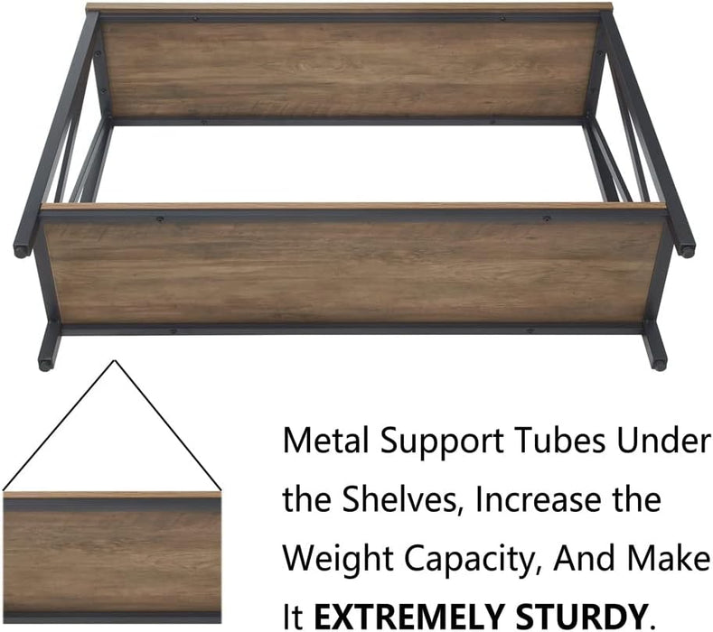 Rustic Sofa Console Table, 2-Tier Industrial Entryway Hallway Table for Living Room, Oak