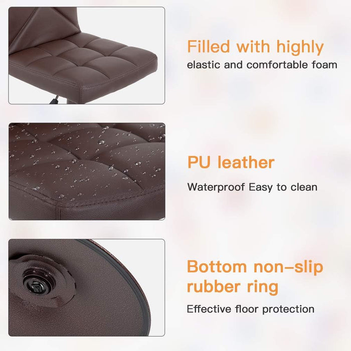 Counter Height Bar Stools Set of 2 PU Leather Modern Height Adjustable Swivel Barstools Hydraulic Chair Bar Stools