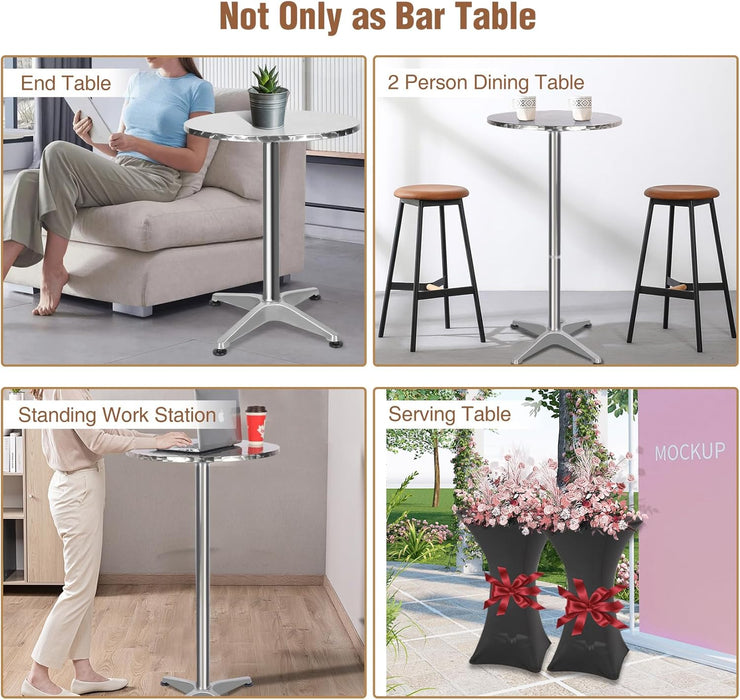 24Inch Folding Pub Table With Black HeightAdjustable