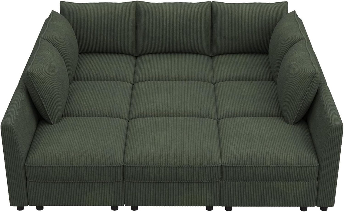 Emerald Green Modular Sleeper Sofa With HiddenStorageCompartment