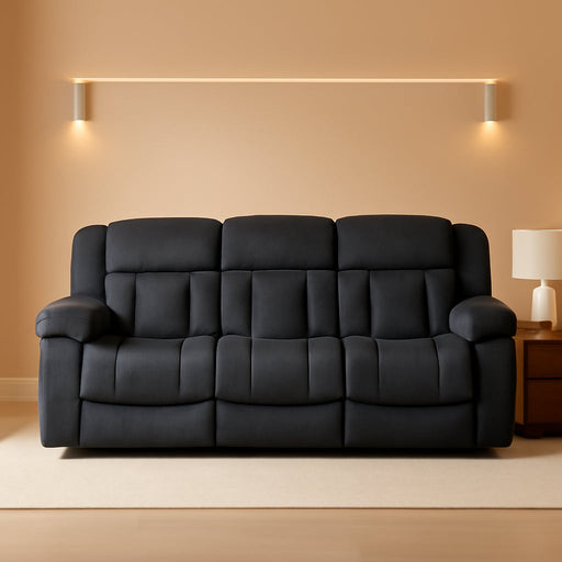 Home Theater Seating, Wall Hugger Manual Reclining Sofa, 3-Seat Dual Recliner Sofa for Living Room, 90’’W Sofa, Charcoal​