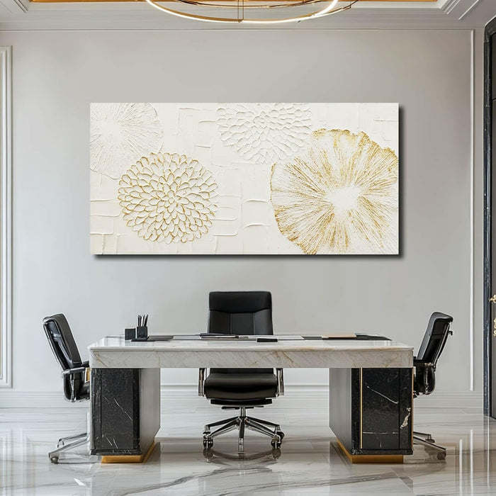 White Wall Artwork Floral Wall Painting Modern Wall Art 24"X48" Large Pictures for Living Room Kitchen Wall Poster Canvas