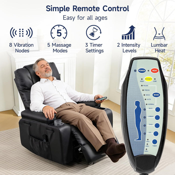 Power Lift Recliner Electric Chair for Elderly with USB Charge Port, Black