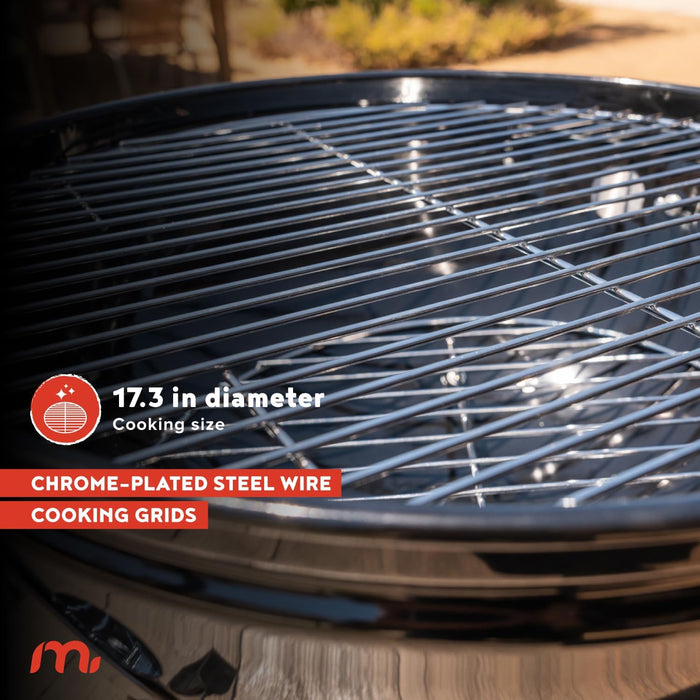Vertical 18 Inch Charcoal BBQ Smoker, 4-In-1 Portable Outdoor Grill with Adjustable Air Vent, 600 SQ. in Cooking Area, Built-In Temperature Gauge, BBQ Grill for Camping, Picnics - 810-36014