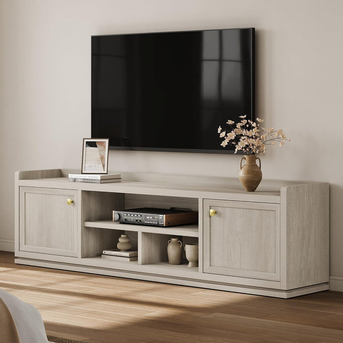 TV Stand Entertainment Center - 67" TV Console for Living Room Modern TV Stand for Bedroom, Media Console with Shelf and Cabinet, Entertainment Stand for Tvs up to 65 75 Inch(Grey White Oak)
