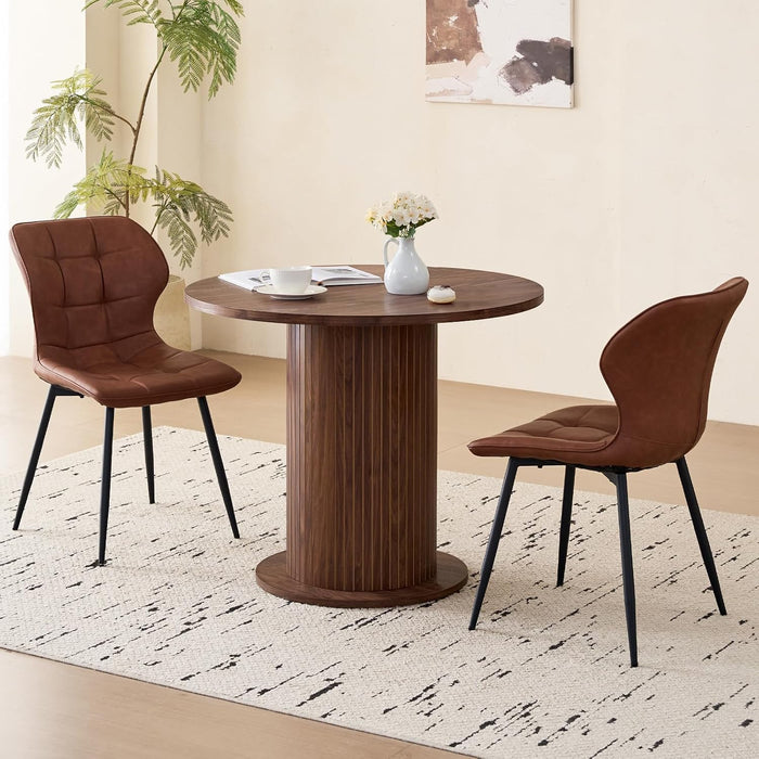 35.5" round Dining Table for 2 4, Brown