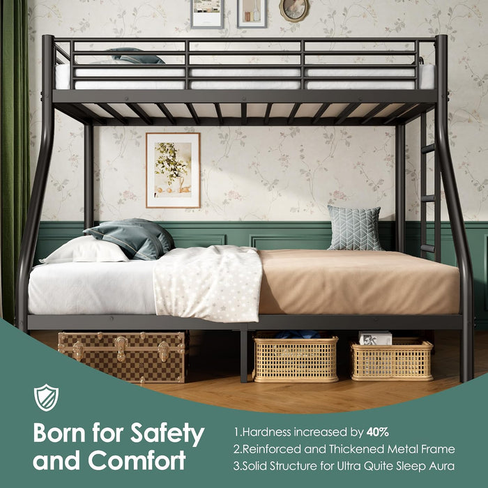 TwinXLOverQueen Bunk Bed HeavyDuty Metal Black Finish