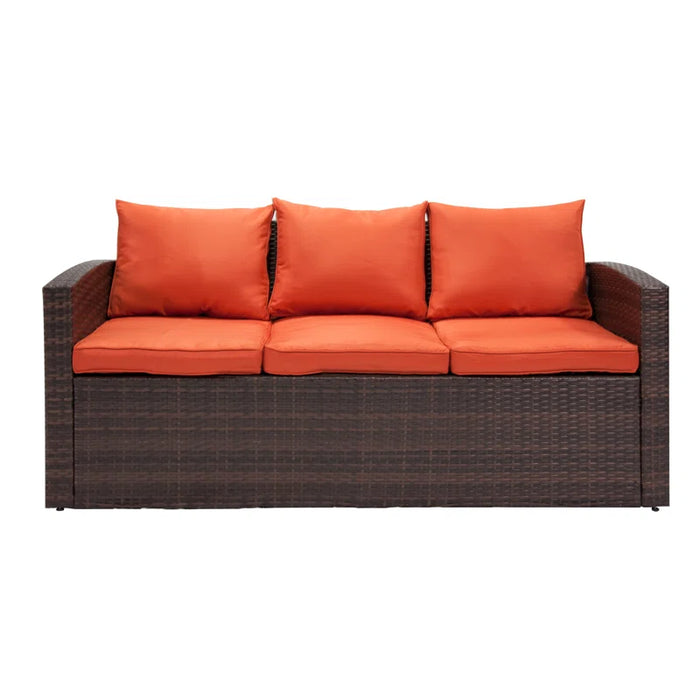 Arlington Outdoor Wicker 7 Person Seating Group with Cushions & Storage