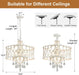 Modern Crystal Chandelier, 5-Light Farmhouse White Chandelier for Dining Room Vintage Hanging Pendant Light Fixtures round Chandelier for Kitchen Island Entryway Foyer Bedroom Office Bar