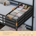 Black CommercialGrade Triple Bunk Bed HouseShaped LED