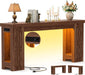 63" Console Table with Outlet, Farmhouse Entryway Table with Colorful LED Lights, Wooden Sofa Table with Unique Carved Design, Foyer Accent Table for Entrance, Hallway, Living Room