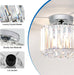 Crystal Semi Flush Mount Ceiling Light Fixture, Modern Small Silver Chandelier for Hallway Foyer Entryway Walk-In Closet Bedroom, Fit E26 Base Bulbs, 1-Light, 8.5Inch