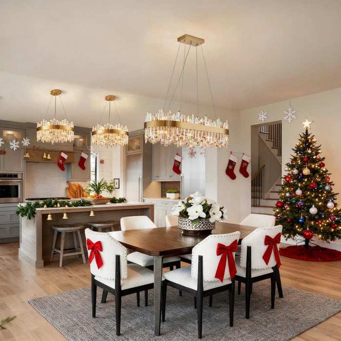 Modern Crystal Chandelier 16 Lights Rectangular Gold 2-Tiers Raindrop Crystal Chandelier Oval Adjustable Hanging Pendant Ceiling Light Fixture for Dining Living Room Kitchen Island 35.4 Inch