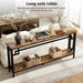 70.9" Long Console Table, 2-Tier Long Narrow Console Table behind Couch for Display with Central Support Frame, Industrial Long Entryway Table for Entryway and Living Room
