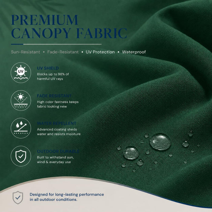 10Ft Patio Umbrella, 3-Tier Vented Outdoor Table Umbrella with 8 Sturdy Fiberglass Ribs, Windproof Market Umbrella with Push Button Tilt and Crank, UV Protection for Deck, Pool, Forest Green