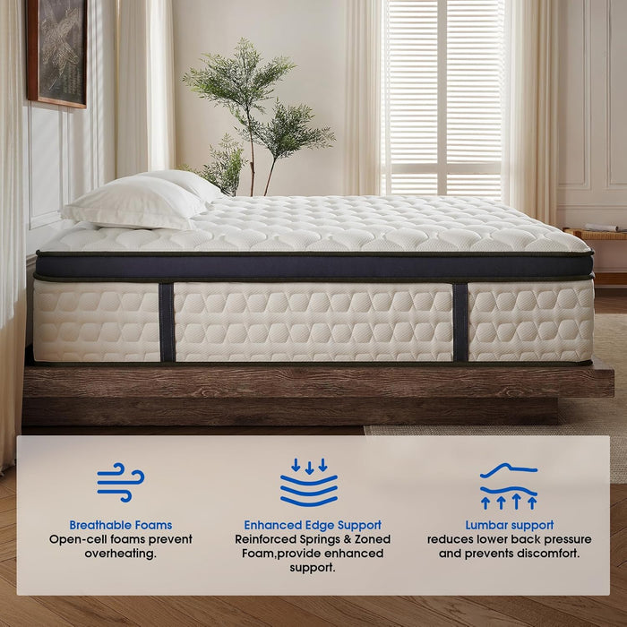 King Size Mattress,12 Inch Hybrid King Mattress in a Box,Medium Firm,Gel Memory Foam and Pocket Springs,Pressure Relief,100-Night Trial,Certipur-Us Certified