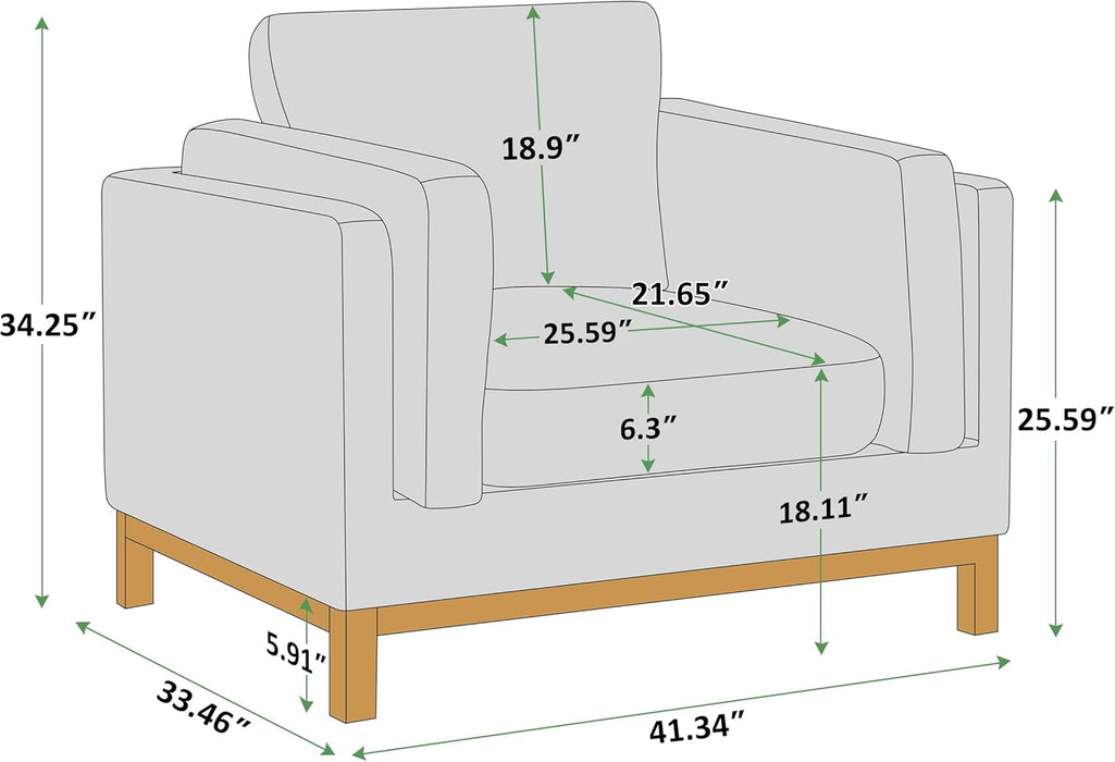 41.34" Oversized Accent Chair, Upholstered Armchair with Solid Wood Legs Living Room Chairs with Wide Armrest Pads, Reading Chair for Bedrooms, Apartments, Living Rooms, Offices（Dark Grey）