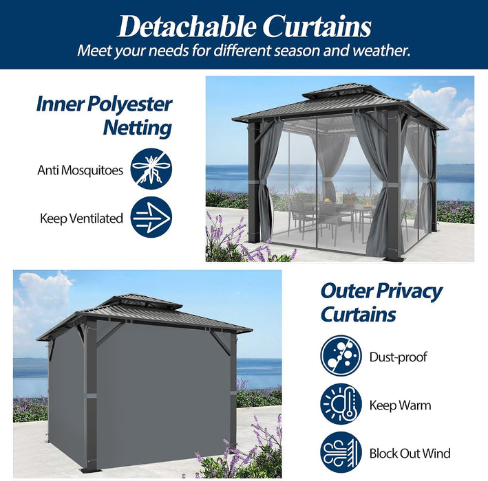 8.5x8.5 Outdoor Hardtop Gazebo With Ventilated Roof