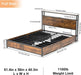 LED Full Bed Frame with Storage Headboard & 4 Drawers, Industrial Metal Platform Bed with Power Charging Station & USB Ports