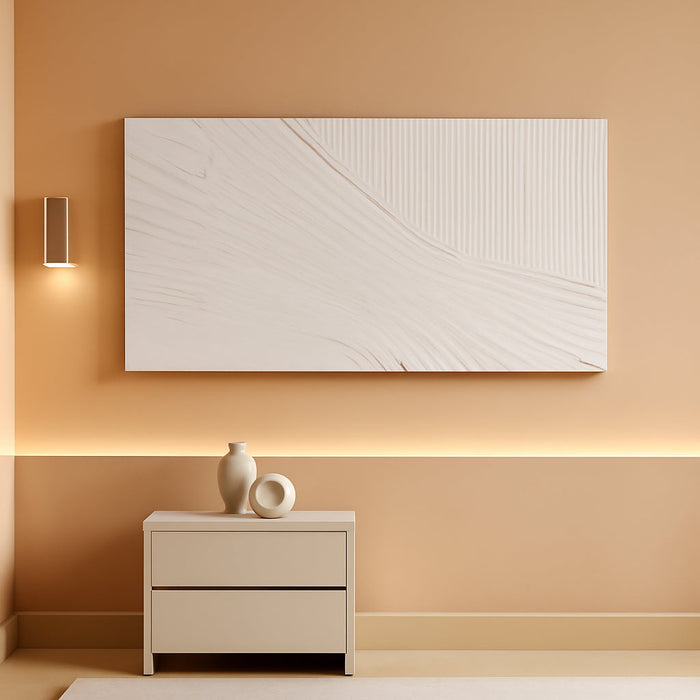 White Textured Abstract Wall Art Canvas 24X48 Inch, Hand Painted Modern Wall Art, Minimalist Neutral Wall Decor, Canvas Wall Art for Living Room Bedroom, Gallery Wrapped Ready to Hang