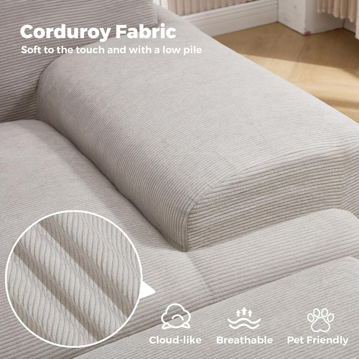 160-Inch U-Shaped Modular Sectional Sofa Camel Ottoman