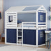 Twin Size BlueAndWhite Reinforced Pinewood Bunk Bed