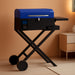 BBQ Wood Pellet Grill Smoker with Foldable Cart, Meat Probe, 2 Tiers Cooking Area, Portable Smoking Grilling Stove for Outdoor Patio Cooking, RV Camping Tailgating, Blue GS342