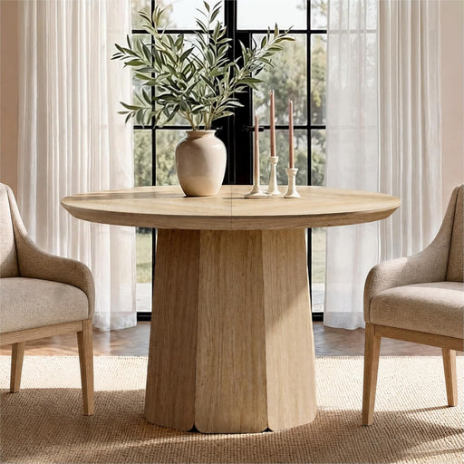 43 Inch Circular Dining Table With SolidWoodPedestal
