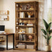Rustic Brown Six Tier Freestanding Bookshelf Office