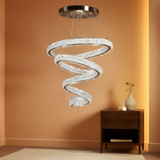 Crystal Ring Pendant Chandelier Cool White Lighting