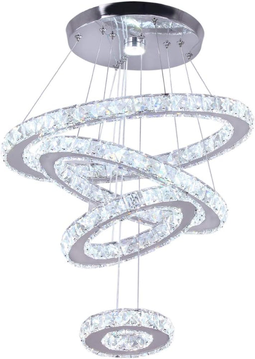 Crystal Ring Pendant Chandelier Cool White Lighting