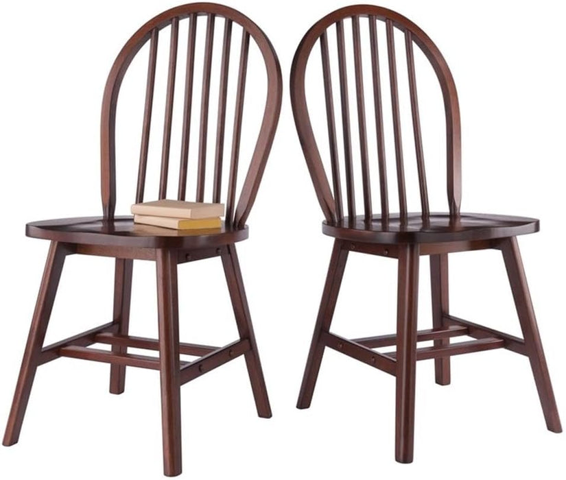 Windsor 2-Piece Chair Set, Solid Wood, Walnut Finish