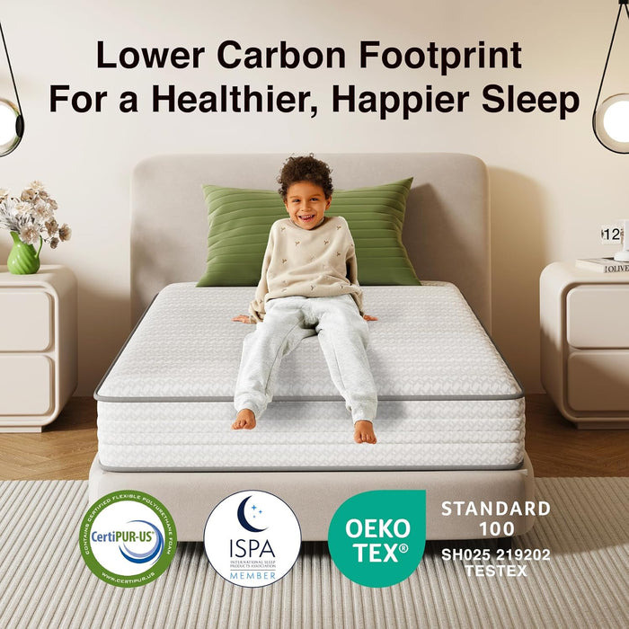 Twin Mattress, 6 Inch Twin Size Mattresses in a Box with Smarts™ Coil for Pressure Relief, Medium Plush Foam and Spring Hybrid Colchones with Certipur-Us Certified