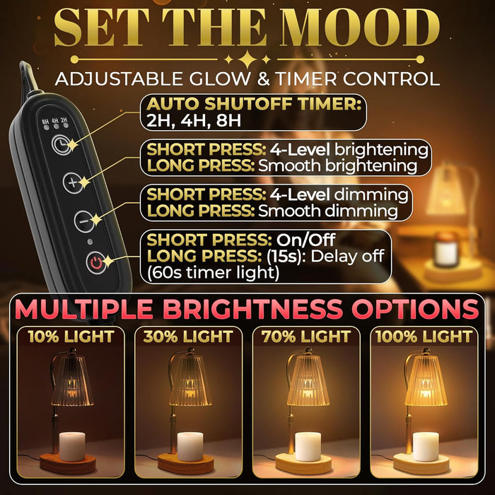 Adjustable Candle Lamp Warmer with Timer & Dimmer – Brightness Flameless Lamp Candle Warmer for Jar Candles – Elegant Valentine'S Day Gifts, Birthday Gifts for Women, and Presents for New Home
