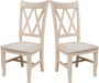 Set of Two Solid Parawood Dining Chairs, Traditional Double X-Back, Armless, Premium, Diy-Ready for Custom Kitchen/Dining/Accent Spaces, Unfinished