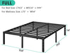 Metal Platform Bed Frame 14 Inch Tall,No Box Spring Needed,Full Size Bed with Heavy Duty Strong Support Slats,Easy to Assemble,Black