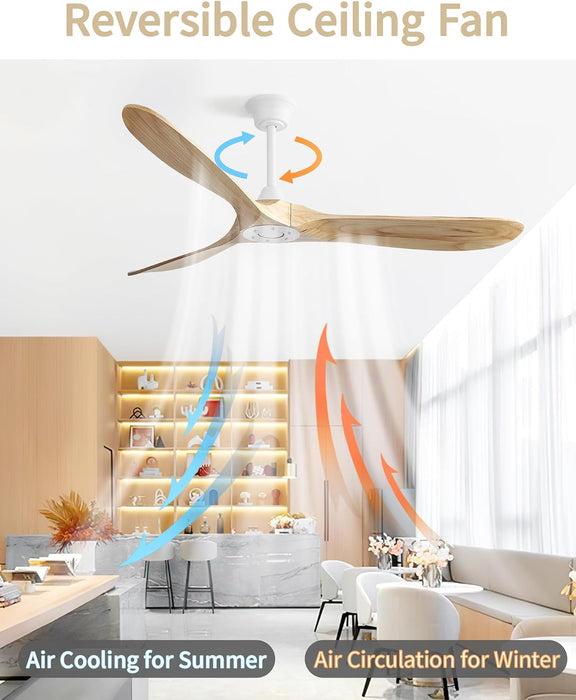 Modern 60 Inch Wooden Ceiling Fan With Remote