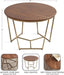 Solvay Mid-Century round Coffee Table; 26 X 26 X 18; Walnut Brown and Antique Brass; Sophisticated Modern Circle Table for Storage and Display
